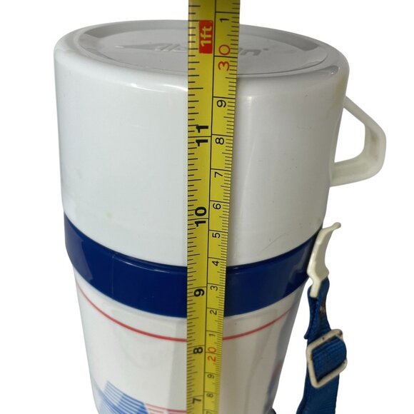 VTG 1984 Los Angeles Olympics‎ Aladdin Thermos 1 QT with Strap White Blue Red - Picture 11 of 11